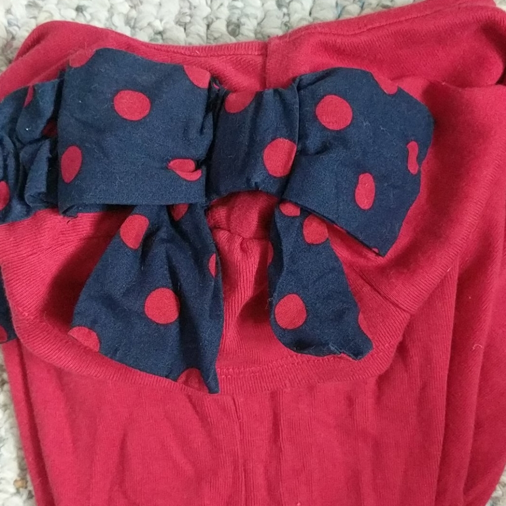 Girls 8 Gymboree red/navy shirt w/bow on shoulder - Picture 4 of 5
